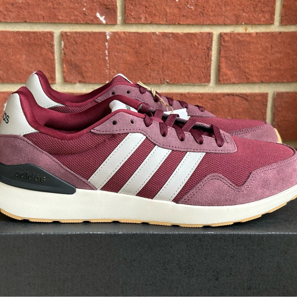 Adidas Run 60's 4.0 Maroon Silver Mens New Sneakers Retro Running Shoes